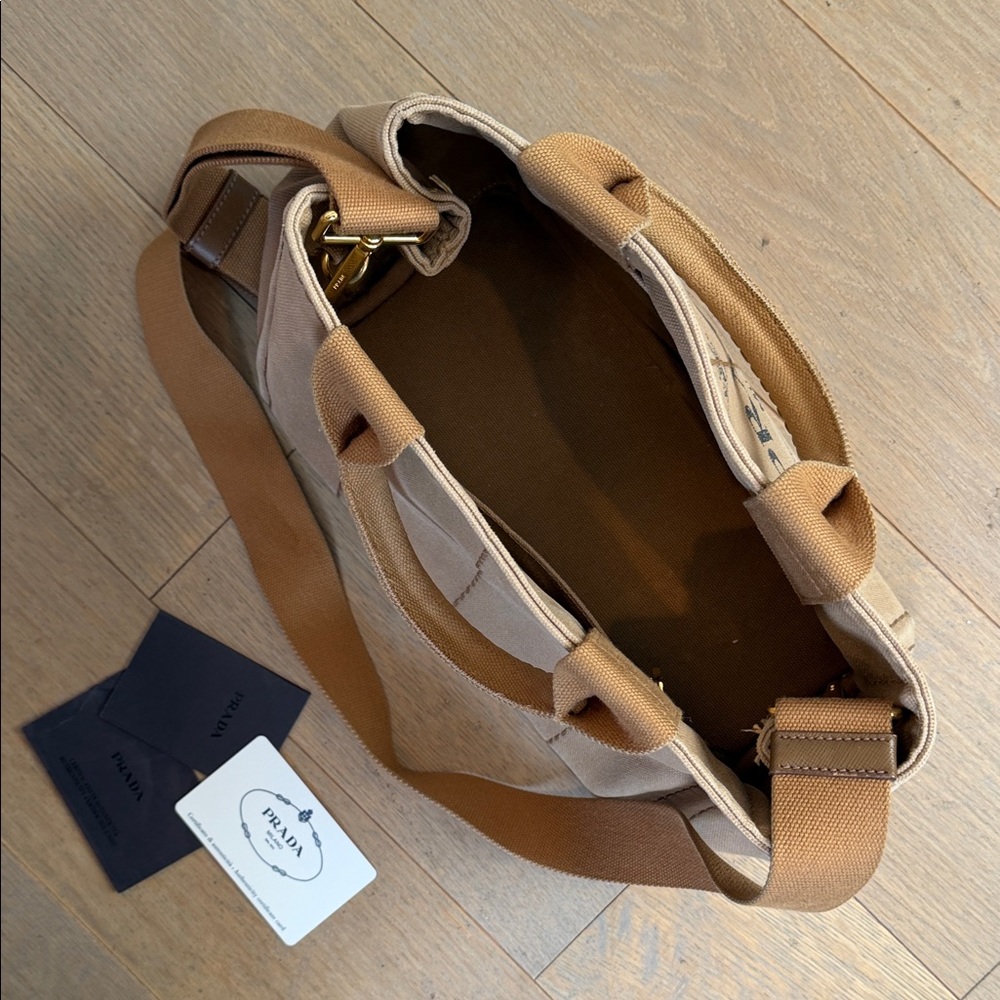 Prada Milano Beige Canapa Tote with Tan Strap - Picture 6 of 6